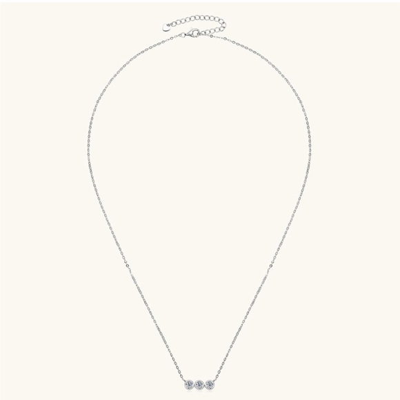 14k Bezel Three Diamond Necklace - Picture 8 of 10